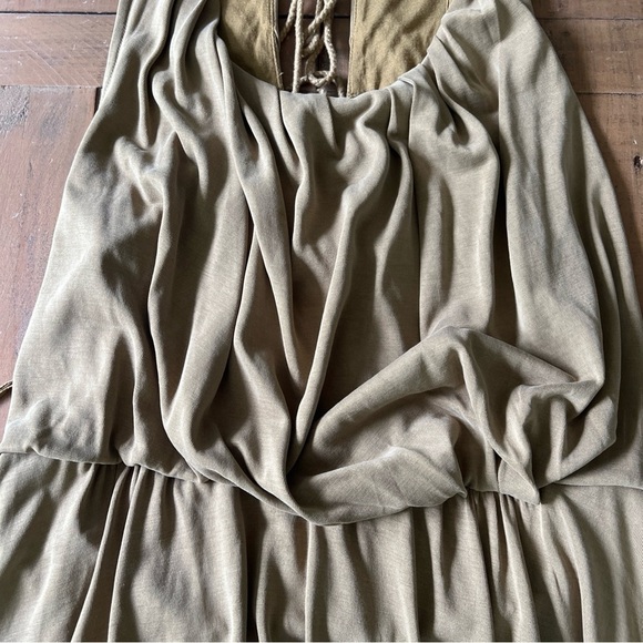 FREE PEOPLE Cupro True As Love Dress in Fatigue Open Back Utilitarian Medium - Picture 5 of 13